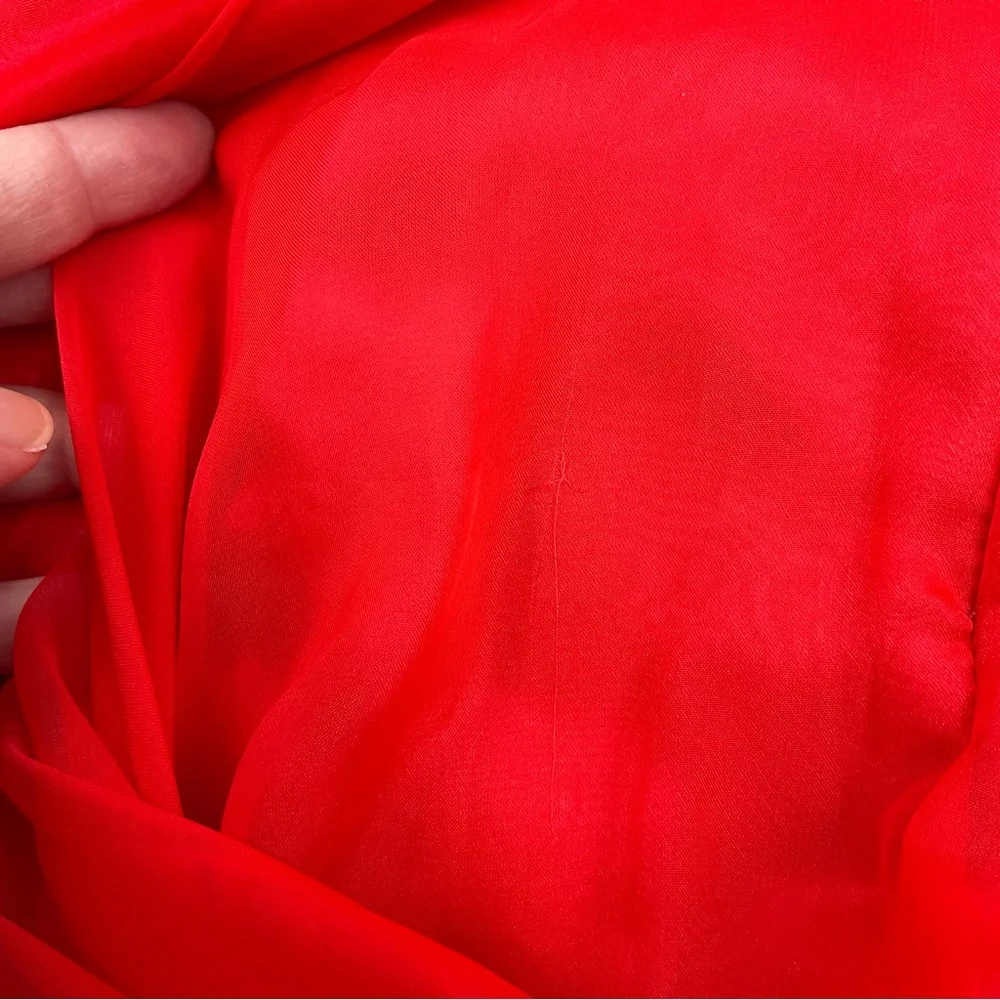 Mac Duggal Strapless Red Gown with Silver Detailing - Picture 13 of 16